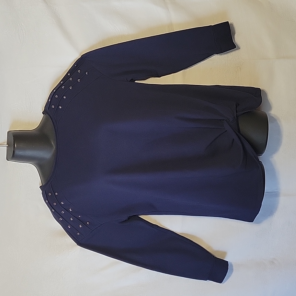 Rock & Republic Navy Silver Studded Top Size L